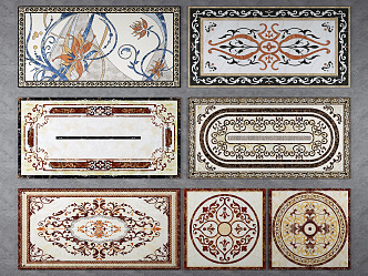 European-style floor tile floor marble mosaic 3d model