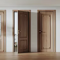 Wooden Swing Doors With Gold Handles Decorative Panels And Glass Inserts For Interior
