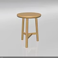 Wooden Stool With Round Seat And Four Legs Simple Design