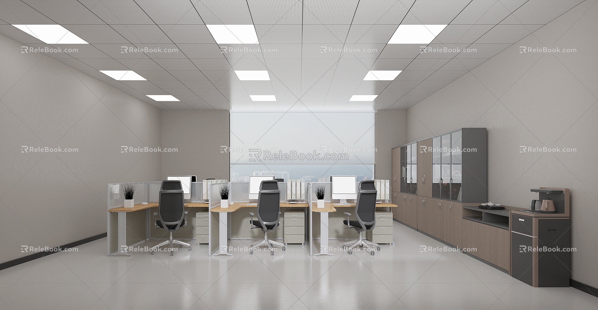 Modern public office area 3d model