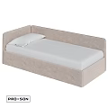 Beige Upholstered Double Bed with Headboard Footboard Underbed Drawers and White Mattress