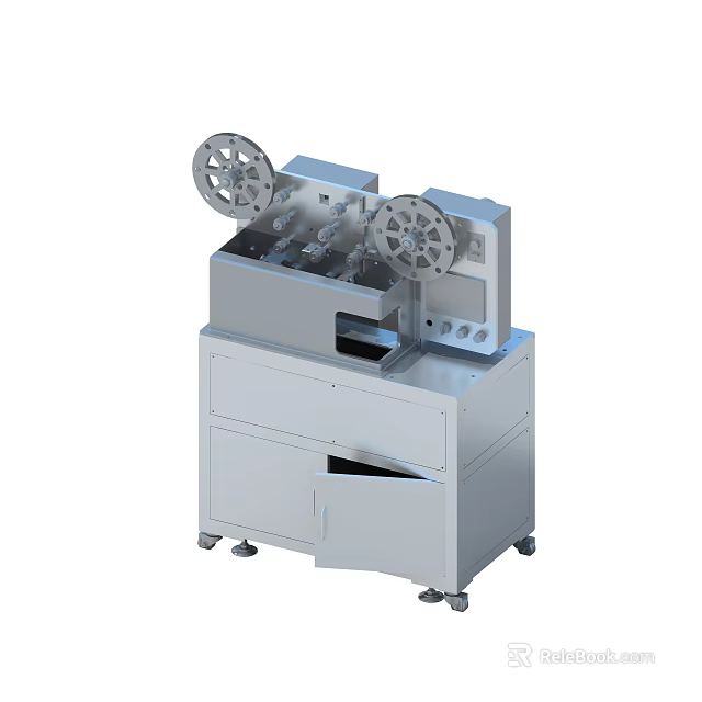 Industrial Equipment With Double Reels Control Panel And Drawer Storage 3d model 
