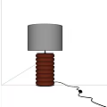Modern Table Lamp With Cream Linen Shade And Pink Ribbed Ceramic Base