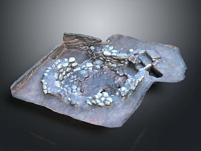 Wooden Stone Decorative Tray Featuring Spiral Pebble Arrangement And Craft Design 3d model