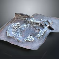 Wooden Stone Decorative Tray Featuring Spiral Pebble Arrangement And Craft Design