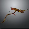Traditional Bow And Arrow Weapon With Orange Yellow Decorations Red Feathers And Quiver