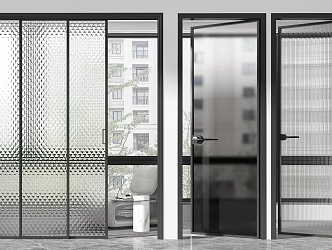 Modern door glass single door sliding door combination 3d model