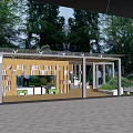 Wooden Pergola Design With Bookshelves Green Plants Stone Decor And Outdoor Seating