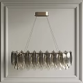 Modern Circular Chandelier with Transparent Leaf Shaped Elements and Metallic Ceiling Mount 3d model