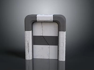 Modern Gate With Gray And White Geometric Panel Design Concrete Material For Contemporary Look 3d model
