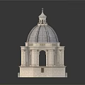 Classical Dome Building Model With Octagonal Base Columns Arches And Spire 3d model