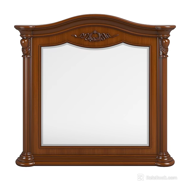 Classic Style Mirror With Intricate Carved Wooden Frame And Elegant Decorative Design 3d model 
