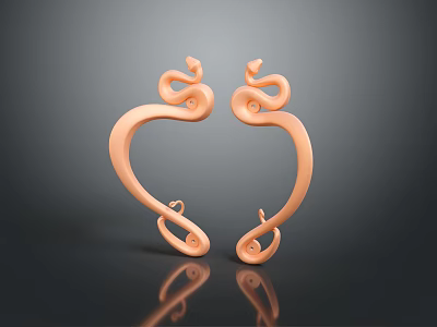 Decorative Copper Furniture Legs With Curved Snake Like Design And Smooth Surface 3d model