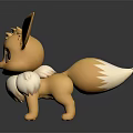 Eevee Pokémon Game And Anime Character 3D Model With Large Ears Fluffy White Collar 3d model