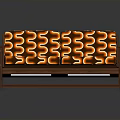 Wooden Frame Sofa With Orange Brown Swirl Pattern Upholstery And Armrests