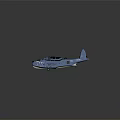 Blue Seaplane Model With Twin Wings Float Landing Gear Detailed Body And Reflection