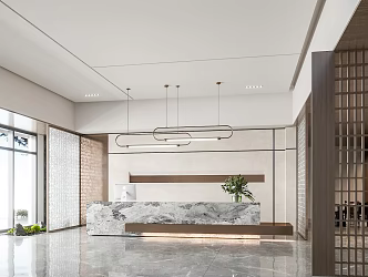 Modern sales office lobby front desk 3d model