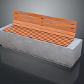 Stylish Outdoor Furniture Bench With Wooden Slats And Concrete Base Design