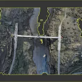 Scenic Aerial View Of Bridge Over River With Roads And Green Surroundings