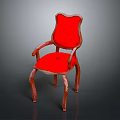 Classic Wooden Armchair With Red Cushioned Seat Backrest And Sturdy Armrests
