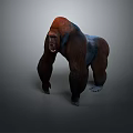 Realistic Gorilla 3D Model With Brown Black Fur Standing Pose Gray Background 3d model