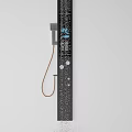 Modern Shower System with Handheld Head Digital Temperature Display and Black Design 3d model