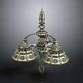 Space Themed Chandelier Design With Cosmic Elements And Golden Blue Decorative Accents