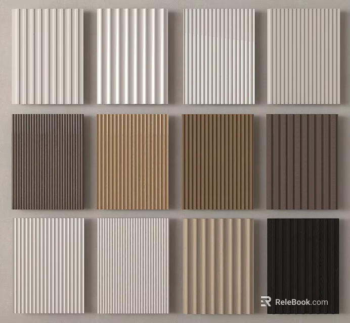 Various Colored Wall Panels with Striped Textures and Multiple Design Options 3d model 