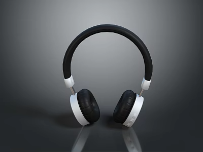 Computer Headphones with Black and White Sleek Over Ear Design for Modern Users 3d model