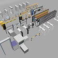 Public Facilities With Security Check Gates Turnstiles Barriers And Surveillance Systems 3d model