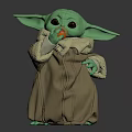Green Alien Character In Brown Robe Holding Orange Fruit From Popular Sci Fi Series