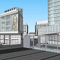 Modern Commercial Complex With Open Plaza Green Spaces And Connecting Walkways