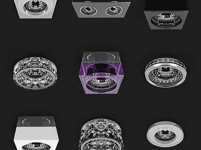 Modern Downlights And Spotlights In Various Shapes With Decorative Designs For Home Lighting 3d model
