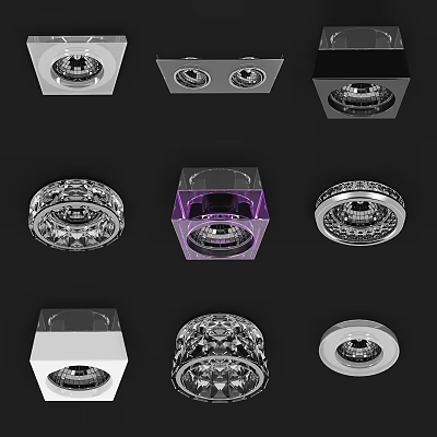 Modern Downlights And Spotlights In Various Shapes With Decorative Designs For Home Lighting 3d model