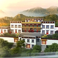 Ethnic Style Temple Tibetan Buddhist Academy 3d model