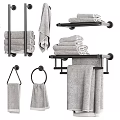 Bathroom Storage Racks Featuring Towel Holders Rings Shelves And Folded Hanging Towels