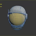 White Astronaut Helmet With Gold Visor Reflective Surface And Shiny Design