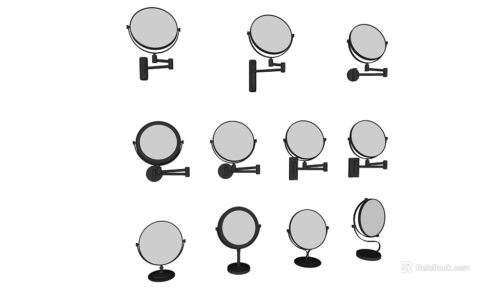 Multiple Mirror Styles With Stand And Wall Mounted Designs For Home Use 3d model 