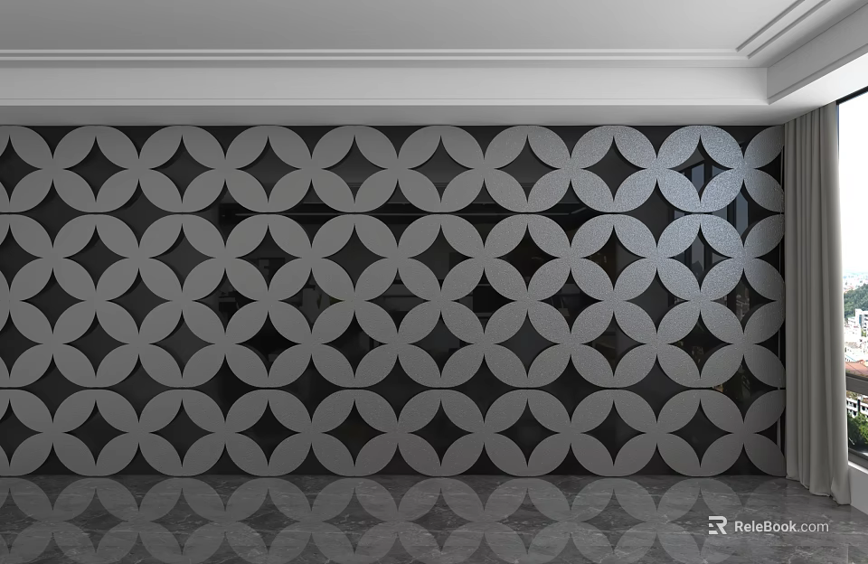 Modern Elegant Geometric Wall Design With Circular And Diamond Patterns For Interior Decor 3d model 