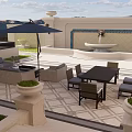 Twin Villa Exterior With Domed Roofs Stone Facade Balconies Parking Area And Mountain View