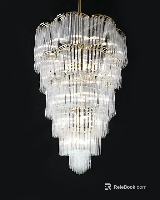 Elegant Multi Tiered Crystal Chandelier With Hanging Crystal Pendants And Bright Illumination 3d model 