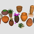 Garden Ornaments Featuring Terracotta Pots Vases Colorful Flowers And Potted Plants