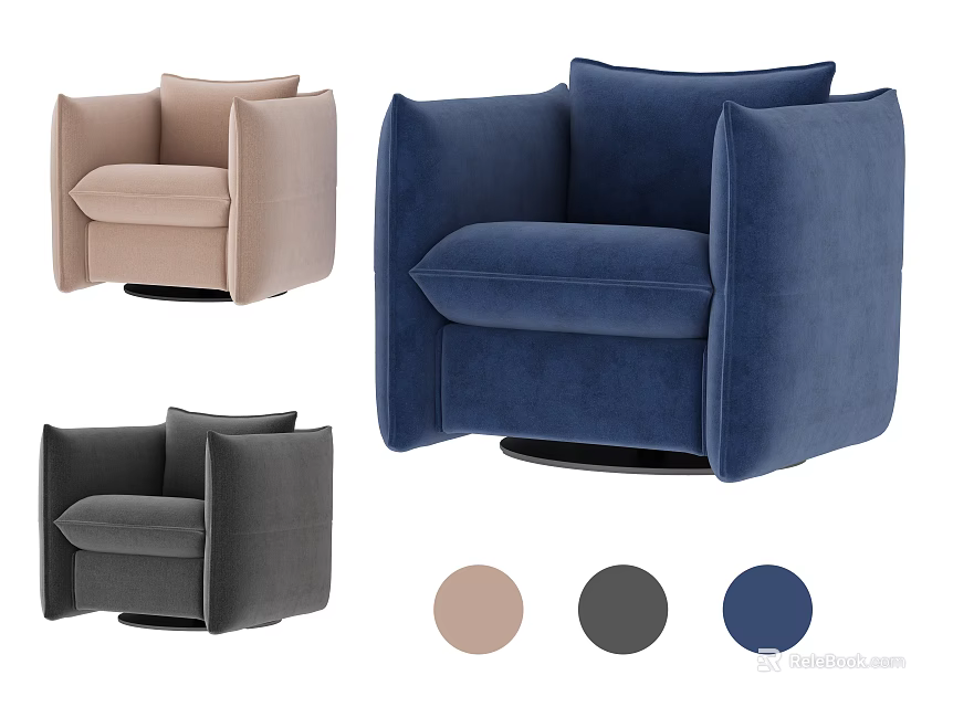 Modern Single Sofa with Swivel Design and Comfortable Color Options 3d model