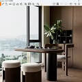 Modern tea table and chair balcony tea table and chair combination 3d model