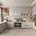 Modern Kitchen Interior Design With White Cabinets Countertop And Stainless Steel Appliances