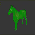 Shiny Golden Horse Statue With Metallic Finish And Reflective Base Standing On Dark Background