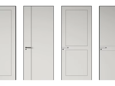 Modern White Swing Doors With Different Panel Designs For Home Interior 3d model