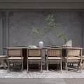 Quiet Dining Table and Chair Combination Home 3d model