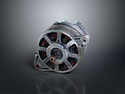Vintage Automotive Alternator Metal Mechanical Component With Detailed Surface Texture And Structure 3d model