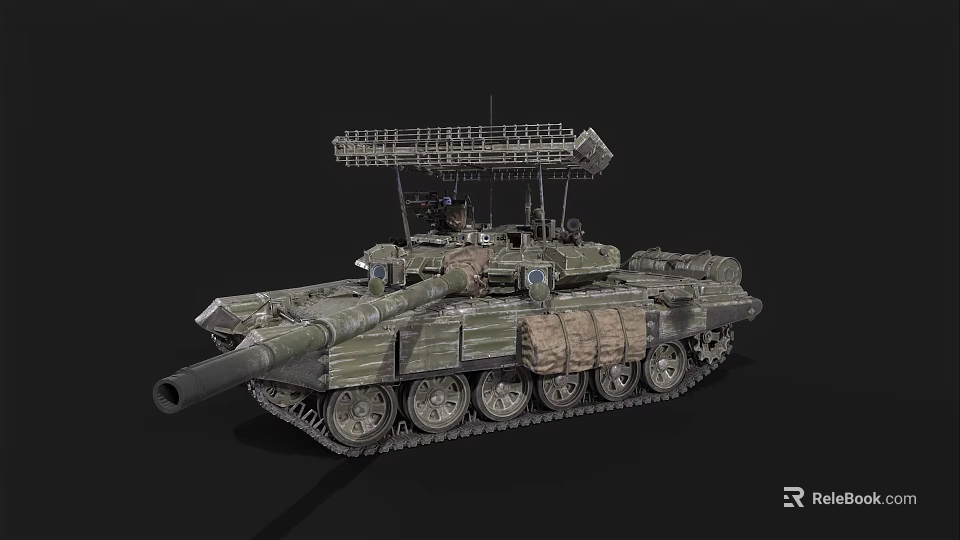 Military Armored Tank With Camouflage Paint Top Mounted Grille And Tracks 3d model 